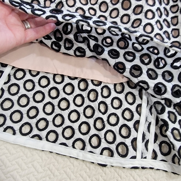 J. Crew Cotton Embroidered Open Polks dot Skirt over blush pink lining Size 6 - Picture 2 of 16